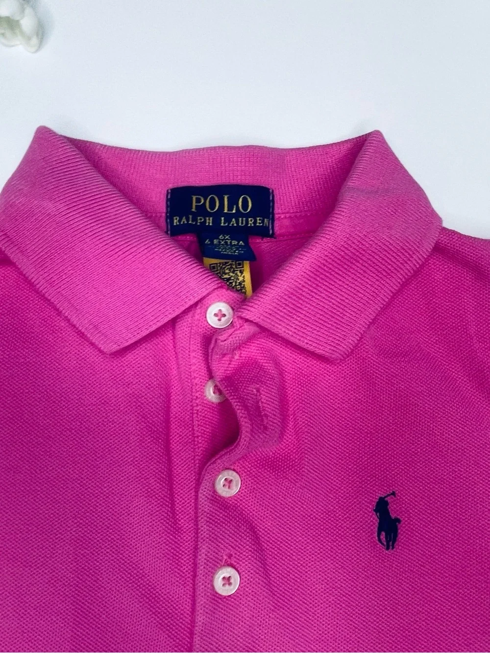 Polo by Ralph Lauren Girls Hot Pink Polo Shirt with Navy Logo